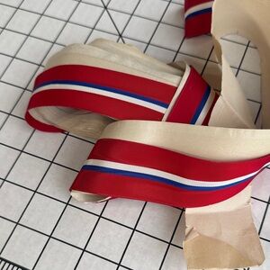 Antique Grosgrain Ribbon Trim Red White Blue | Wide Tailoring Ribbon | Sewing